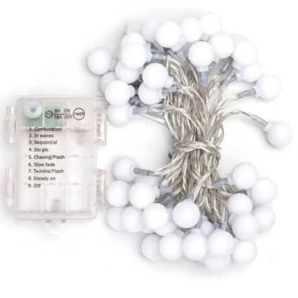 Aigostar - LED-Außen-Lichterkette 50xLED/3xAA/8 Funktionen 5,3 m IP44 kaltweiß