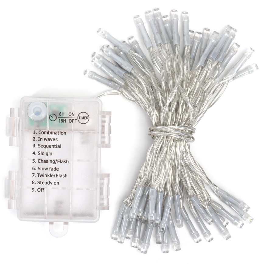 Aigostar - LED-Außenlichterkette 50xLED/8 Funktionen 3xAA 5,3 m IP44 mehrfarbig