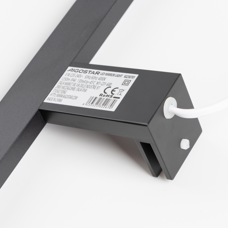 Aigostar - LED-Badezimmer-Spiegelleuchte LED/8W/230V 4000K 40 cm IP44 schwarz