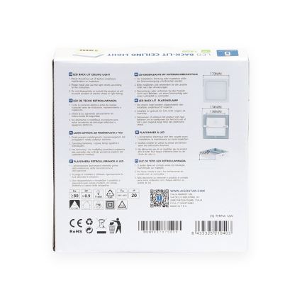 Aigostar - LED-Deckenanbauleuchte LED/12W/230V 17,3x17,3 cm 4000K weiß