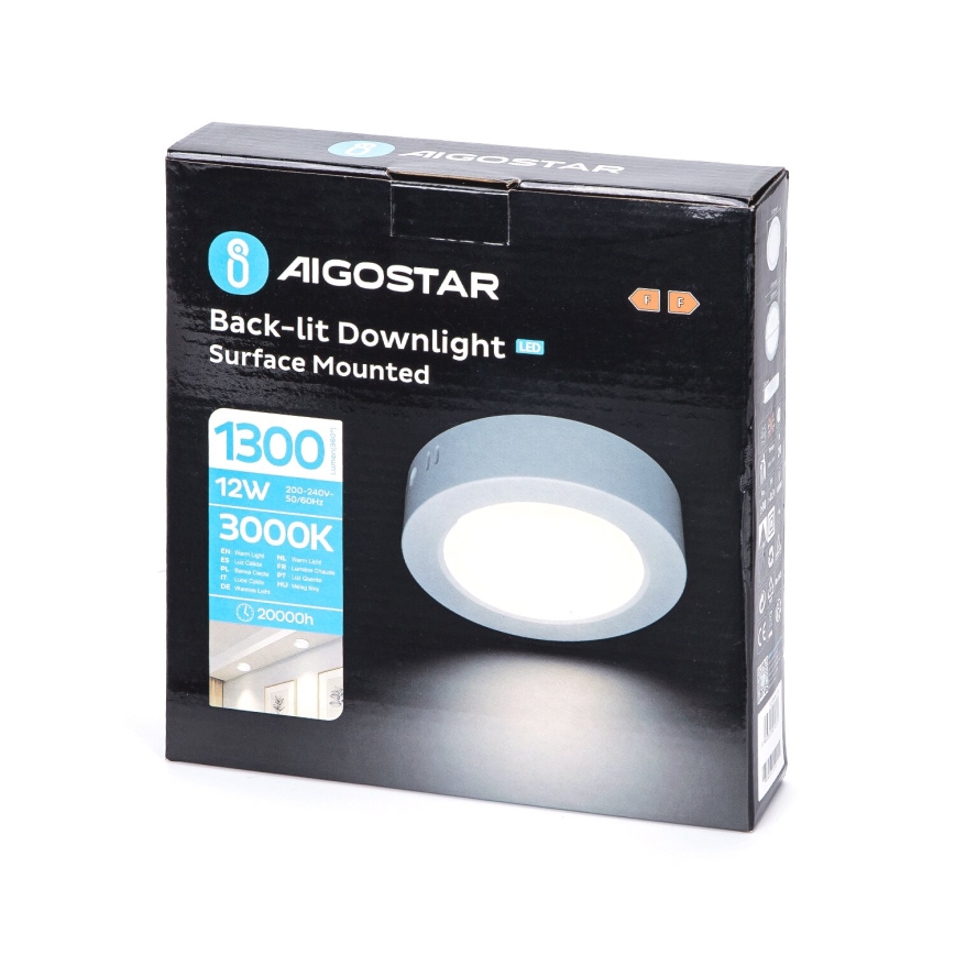 Aigostar - LED-Deckenanbauleuchte LED/12W/230V d 17,4 cm 3000K weiß