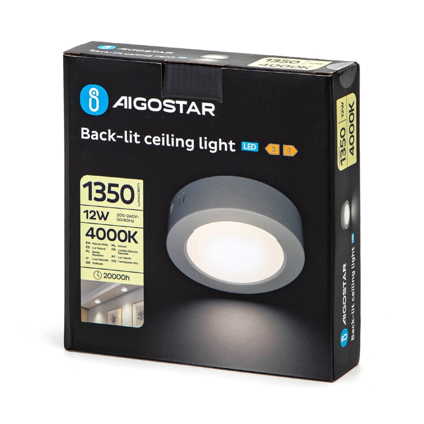 Aigostar - LED-Deckenanbauleuchte LED/12W/230V d 17,4 cm 4000K weiß