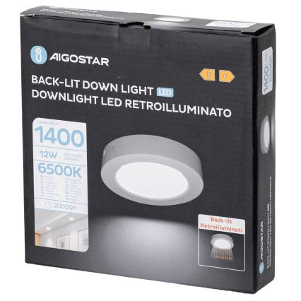 Aigostar - LED-Deckenanbauleuchte LED/12W/230V d 17,4 cm 6500K weiß