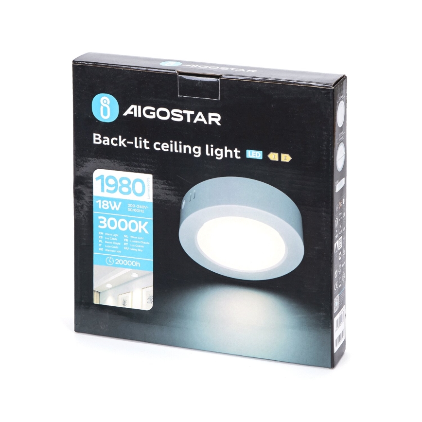 Aigostar - LED-Deckenanbauleuchte LED/18W/230V d 22,6 cm 3000K weiß