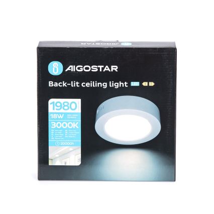Aigostar - LED-Deckenanbauleuchte LED/18W/230V d 22,6 cm 3000K weiß