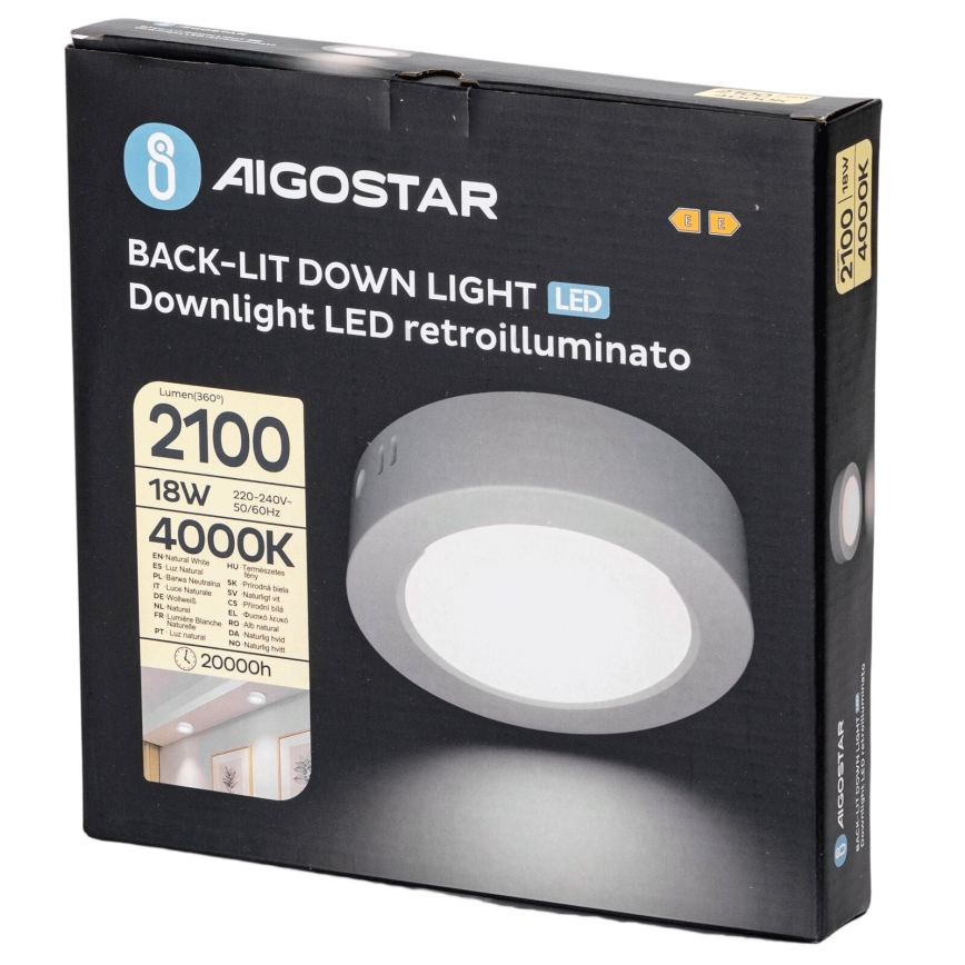Aigostar - LED-Deckenanbauleuchte LED/18W/230V d 22,6 cm 4000K weiß