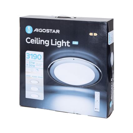 Aigostar - LED Stufenlos dimmbare Deckenleuchte LED/30W/230V 2700-6500K Durchmesser 42,9 cm Chrom + Fernbedienung
