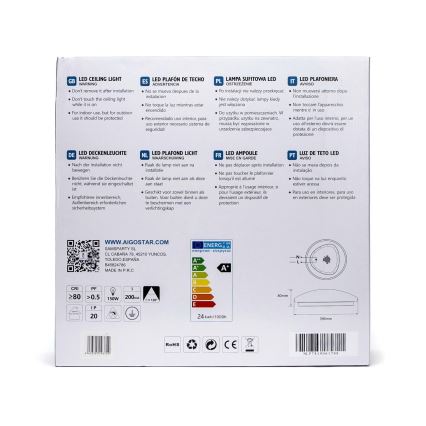 Aigostar - LED-Deckenleuchte mit einem Sensor LED/24W/230V 3000K