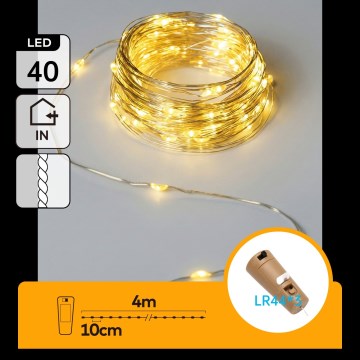 Aigostar - LED-Deko-Lichterkette mit Flaschenverschluss 40xLED/3xLR44 4m warmweiß