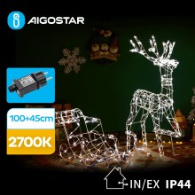 Aigostar - LED-Dekoration für den Außenbereich LED/3,6W/31/230V 2700K 90/45cm IP44 Rentier mit Schlitten