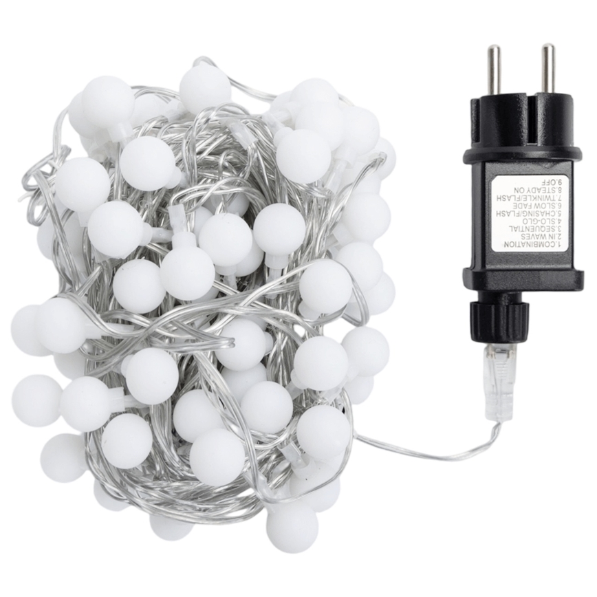 Aigostar - 10 m LED-Außen-Dekorations-Lichterkette, 100 LEDs, 8 Funktionen, IP44, kaltweiß