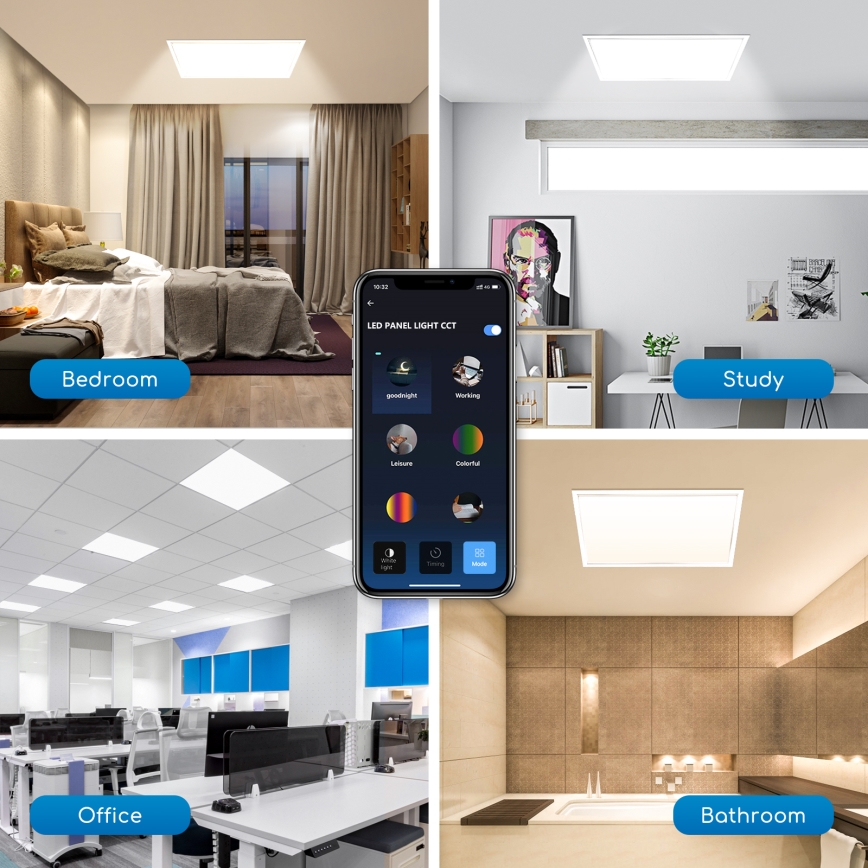 Aigostar - LED dimmbares Einbaupanel 32W/230V Wi-Fi 60x60 cm