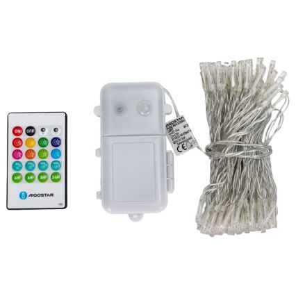 Aigostar - LED dimmbare Weihnachts-Lichterkette für den Außenbereich mit Bewegungsmelder 100xLED/3xAA 12m mehrfarbig + Fernbedienung