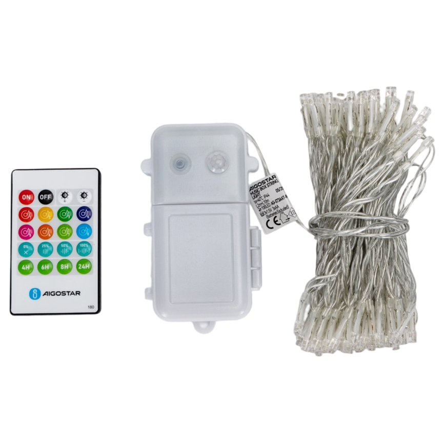 Aigostar - Dimmbare LED-Weihnachtslichterkette für den Außenbereich mit Bewegungsmelder 100xLED/3xAA 12m warmweiß + Fernbedienung
