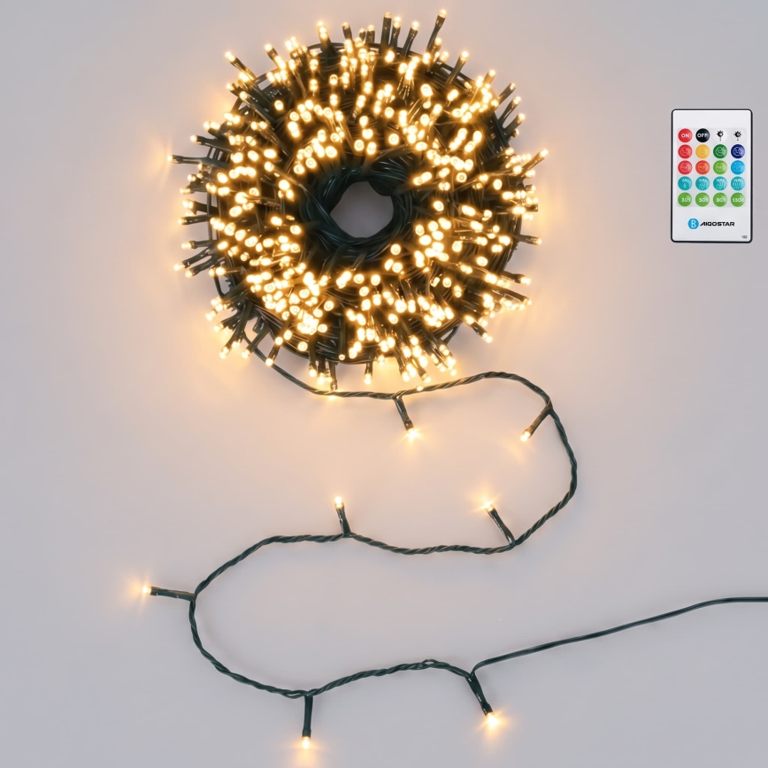 Aigostar - LED-dimmbare Weihnachtslichterkette für den Außenbereich mit Bewegungsmelder 100xLED/3xAA 12m warmweiß + Fernbedienung