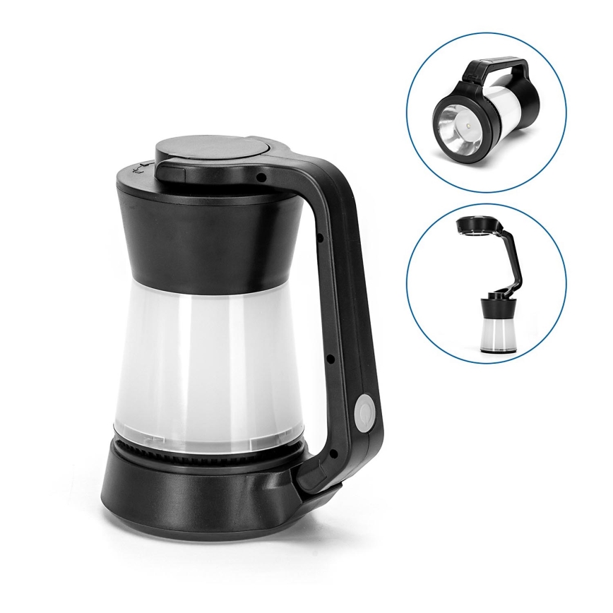 Aigostar - LED dimmbare Campinglampe 3in1 LED/3xAA schwarz