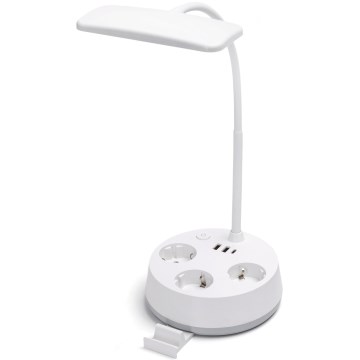 Aigostar - LED dimmbare Tischlampe mit Steckdosen und USB LED/4,6W/230V 3000/4000/6500K Weiß