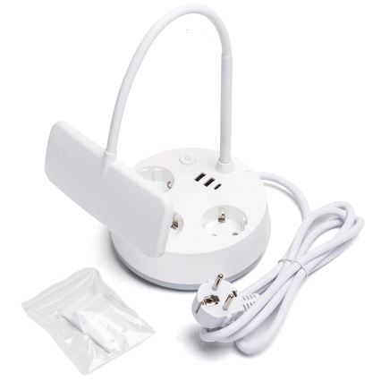 Aigostar - LED dimmbare Tischlampe mit Steckdosen und USB LED/4,6W/230V 3000/4000/6500K Weiß