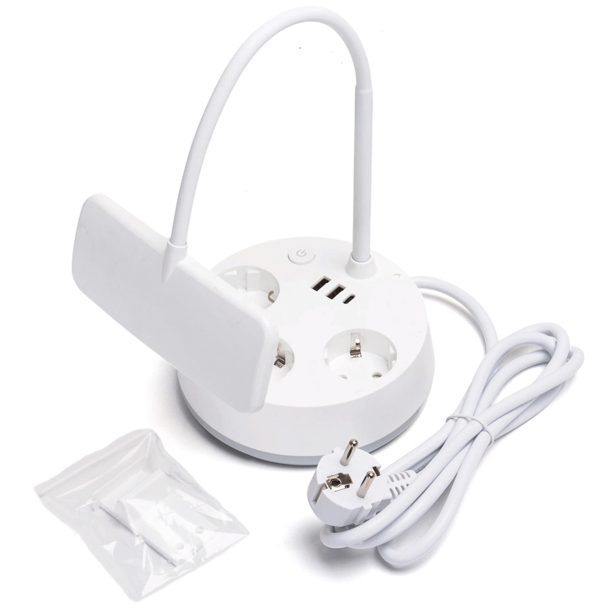 Aigostar - LED dimmbare Tischlampe mit Steckdosen und USB LED/4,6W/230V 3000/4000/6500K Weiß