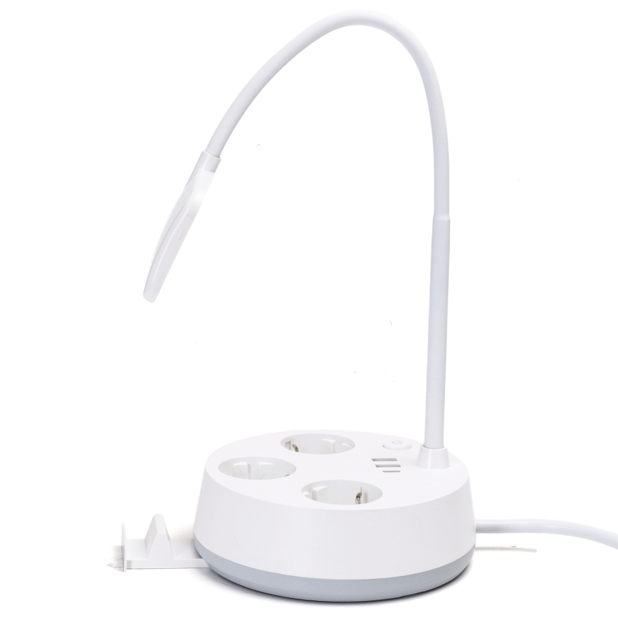 Aigostar - LED dimmbare Tischlampe mit Steckdosen und USB LED/4,6W/230V 3000/4000/6500K Weiß