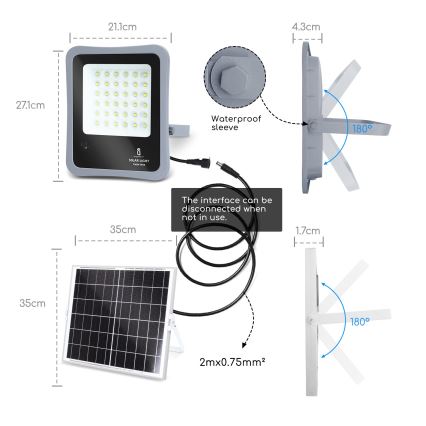 Aigostar - LED dimmbarer Solarstrahler LED/100W/3,2V IP65 10000 mAh + Fernbedienung
