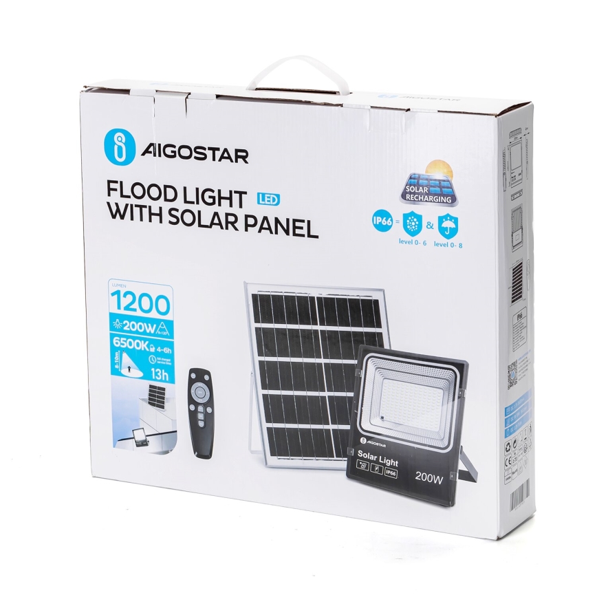 Aigostar - LED Dimmbarer Solarstrahler LED/200W/3,2V IP66 15000 mAh + Fernbedienung