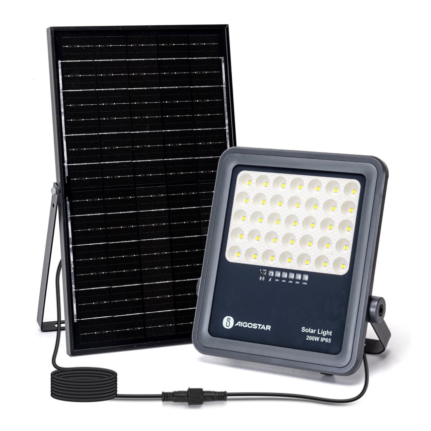 Aigostar - LED Dimmbarer Solarstrahler LED/200W/3,4V IP65 15000 mAh + Fernbedienung