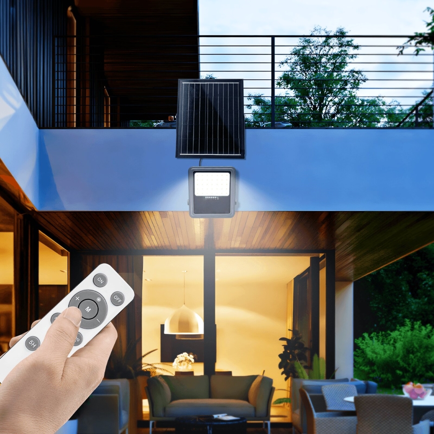 Aigostar - LED Dimmbarer Solarstrahler LED/200W/3,4V IP65 15000 mAh + Fernbedienung