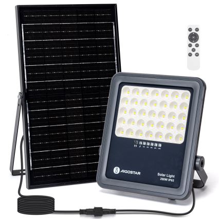 Aigostar - LED Dimmbarer Solarstrahler LED/200W/3,4V IP65 15000 mAh + Fernbedienung