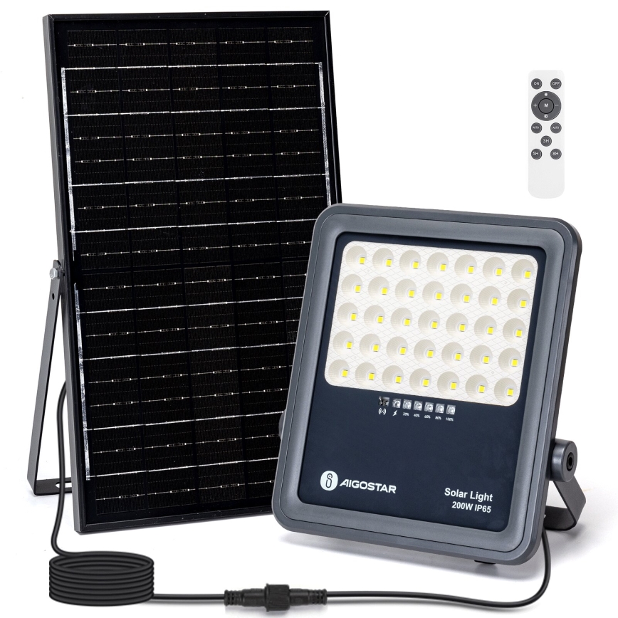 Aigostar - LED Dimmbarer Solarstrahler LED/200W/3,4V IP65 15000 mAh + Fernbedienung