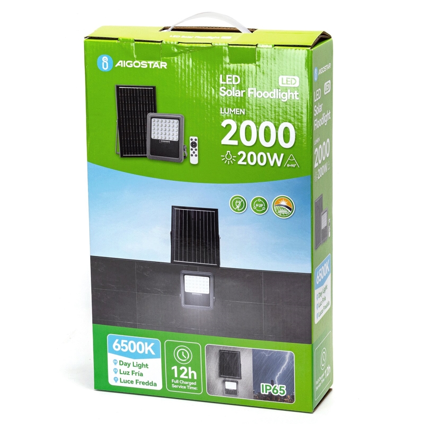 Aigostar - LED Dimmbarer Solarstrahler LED/200W/3,4V IP65 15000 mAh + Fernbedienung