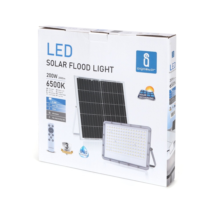 Aigostar - Dimmbarer LED-Solarstrahler LED/200W/3,4V 20000 mAh IP65 + Fernbedienung