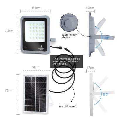 Aigostar - LED Dimmbarer Solarstrahler LED/30W/3,2V 20000 mAh IP67 + FB