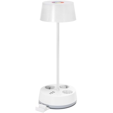 Aigostar - LED Dimmertischlampe mit Steckdosen und USB LED/4,6W/230V 3000/4000/6500K weiß