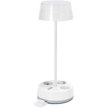 Aigostar - LED Dimmertischlampe mit Steckdosen und USB LED/4,6W/230V 3000/4000/6500K weiß