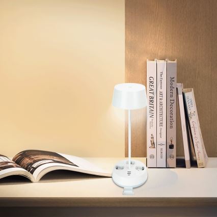 Aigostar - LED Dimmertischlampe mit Steckdosen und USB LED/4,6W/230V 3000/4000/6500K weiß