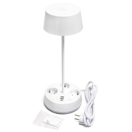 Aigostar - LED Dimmertischlampe mit Steckdosen und USB LED/4,6W/230V 3000/4000/6500K weiß