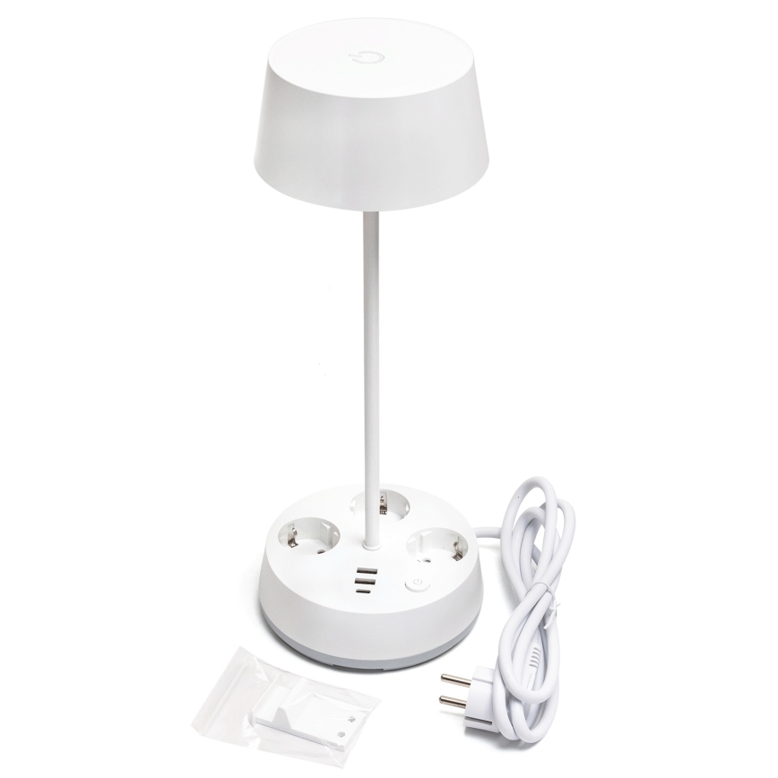 Aigostar - LED Dimmertischlampe mit Steckdosen und USB LED/4,6W/230V 3000/4000/6500K weiß