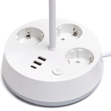Aigostar - LED Dimmertischlampe mit Steckdosen und USB LED/4,6W/230V 3000/4000/6500K weiß