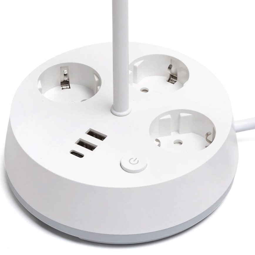 Aigostar - LED Dimmertischlampe mit Steckdosen und USB LED/4,6W/230V 3000/4000/6500K weiß
