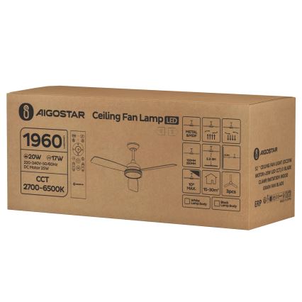 Aigostar - LED dimmbarer Deckenventilator LED/20W/230V 2700-6500K 132cm Braun + Fernbedienung