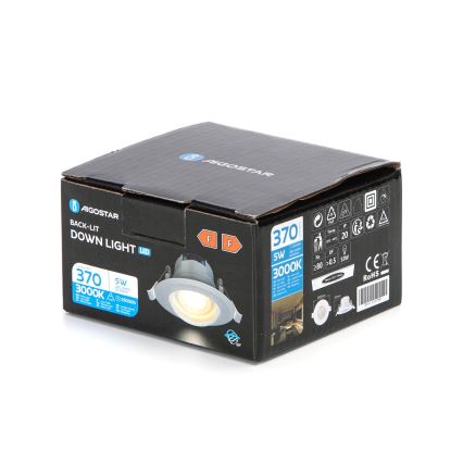 Aigostar - LED Einbauleuchte LED/5W/230V 3000K Durchmesser 8,5 cm Weiß