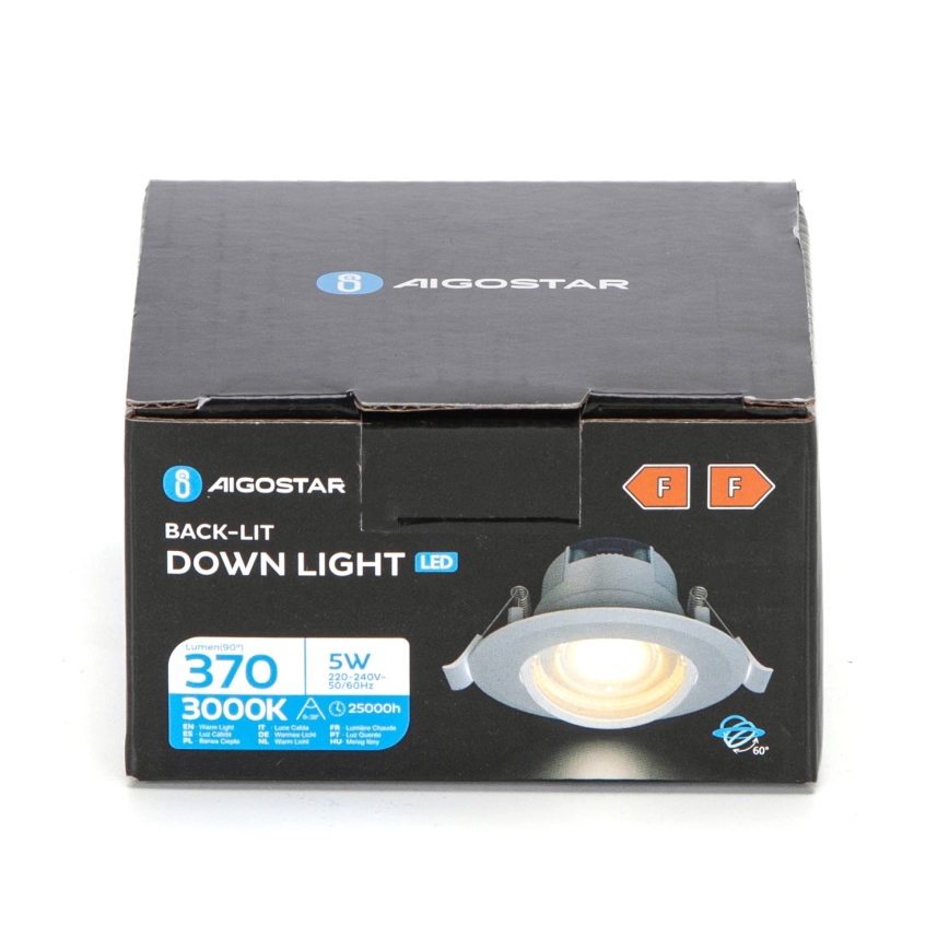 Aigostar - LED Einbauleuchte LED/5W/230V 3000K Durchmesser 8,5 cm Weiß