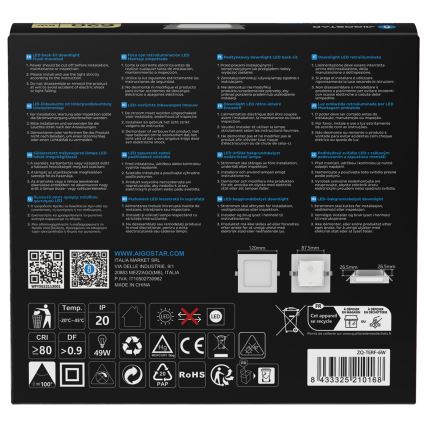 Aigostar - LED Einbauleuchte LED/6W/230V 4000K 12x12 cm weiß