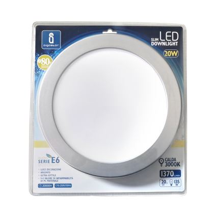 Aigostar - LED-Einbauleuchte ULTRATHIN LED/20W/230V 3000K matt Chrom
