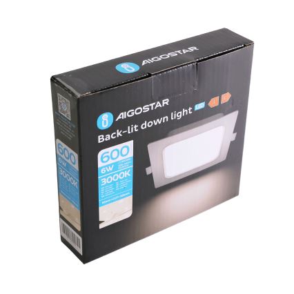 Aigostar - LED Einbaustrahler LED/6W/230V 3000K 12x12 cm weiß
