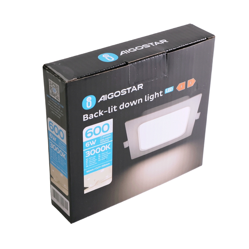 Aigostar - LED Einbaustrahler LED/6W/230V 3000K 12x12 cm weiß