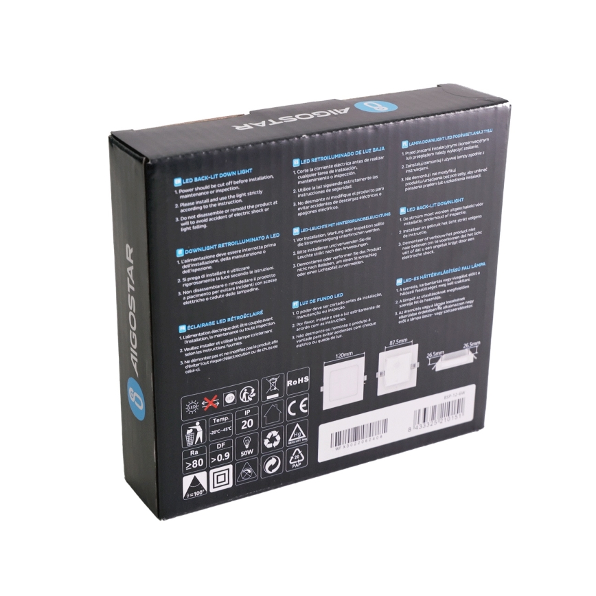 Aigostar - LED Einbaustrahler LED/6W/230V 3000K 12x12 cm weiß