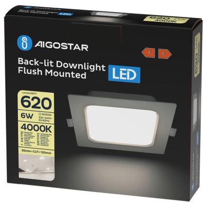 Aigostar - LED Einbaustrahler LED/6W/230V 4000K 12x12 cm Weiß