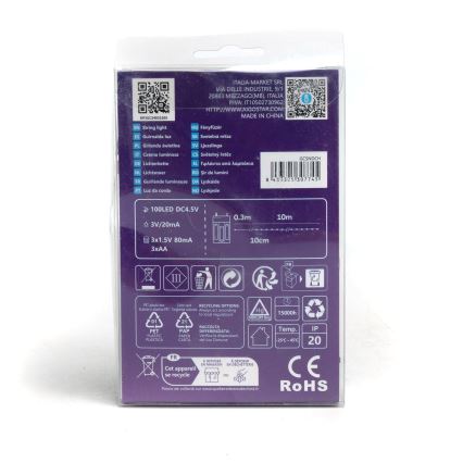 Aigostar - LED-Lichterkette 100xLED/3xAA 10,3m kaltweiß